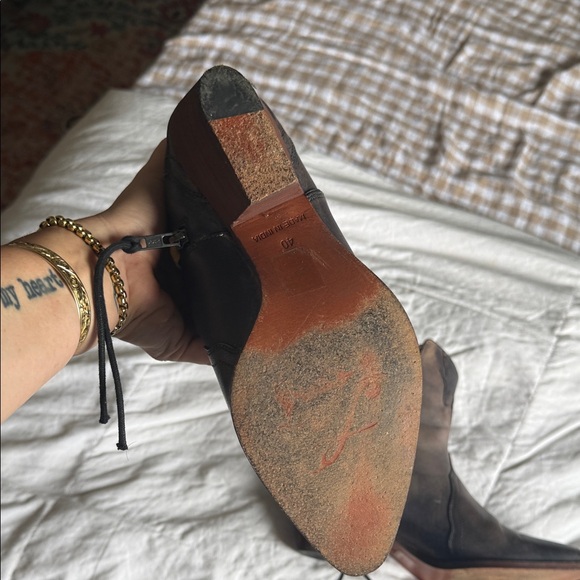 Free People Vintage Black leather cowboy Booties - Picture 10 of 11